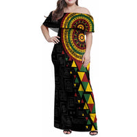 Personalized Adinkra Akan Culture Family Matching Off Shoulder Maxi Dress and Hawaiian Shirt Afrikan Colors