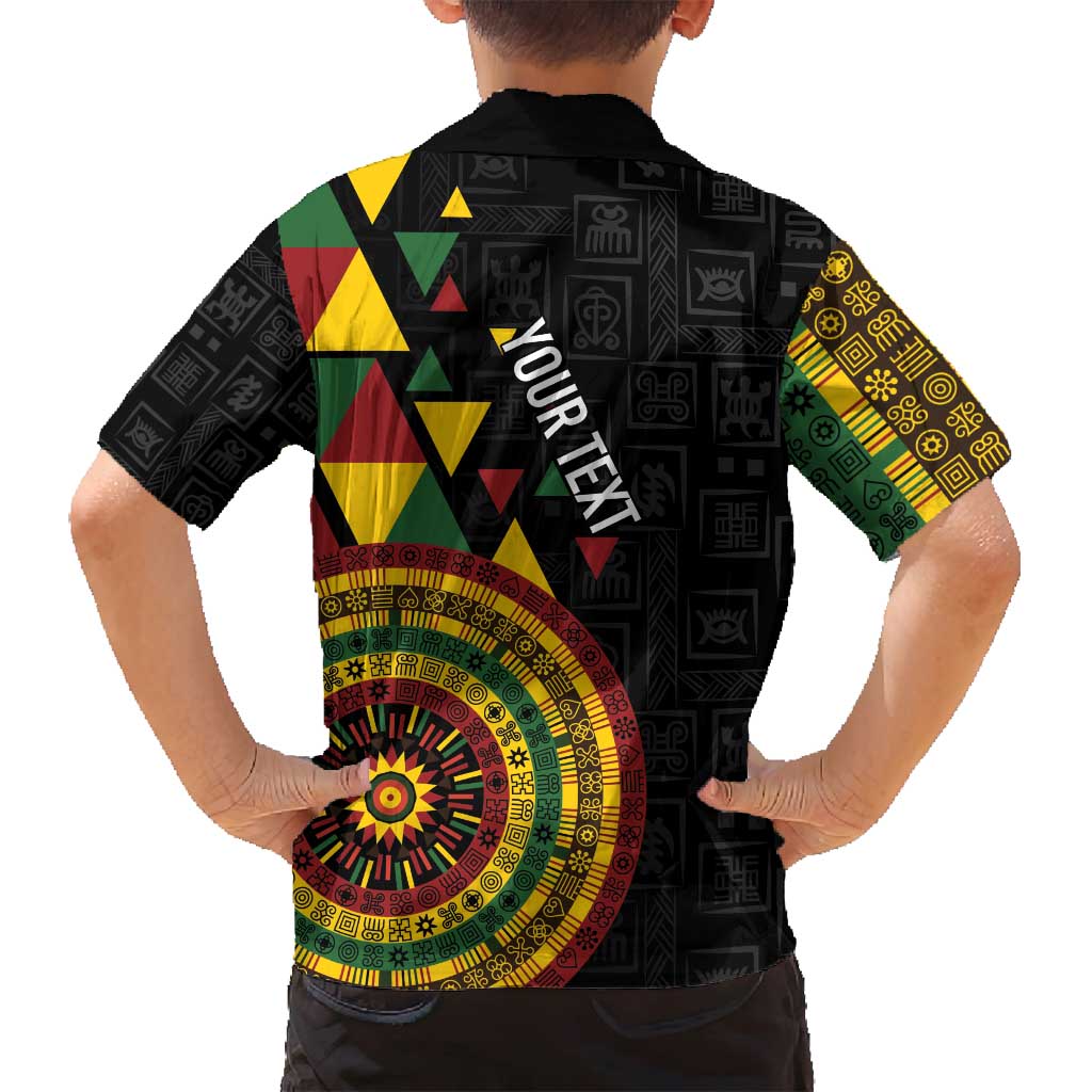 Personalized Adinkra Akan Culture Family Matching Off Shoulder Short Dress and Hawaiian Shirt Afrikan Colors