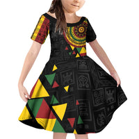 Personalized Adinkra Akan Culture Family Matching Off Shoulder Short Dress and Hawaiian Shirt Afrikan Colors