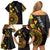 Personalized Adinkra Akan Culture Family Matching Off Shoulder Short Dress and Hawaiian Shirt Afrikan Colors