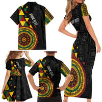 Personalized Adinkra Akan Culture Family Matching Short Sleeve Bodycon Dress and Hawaiian Shirt Afrikan Colors
