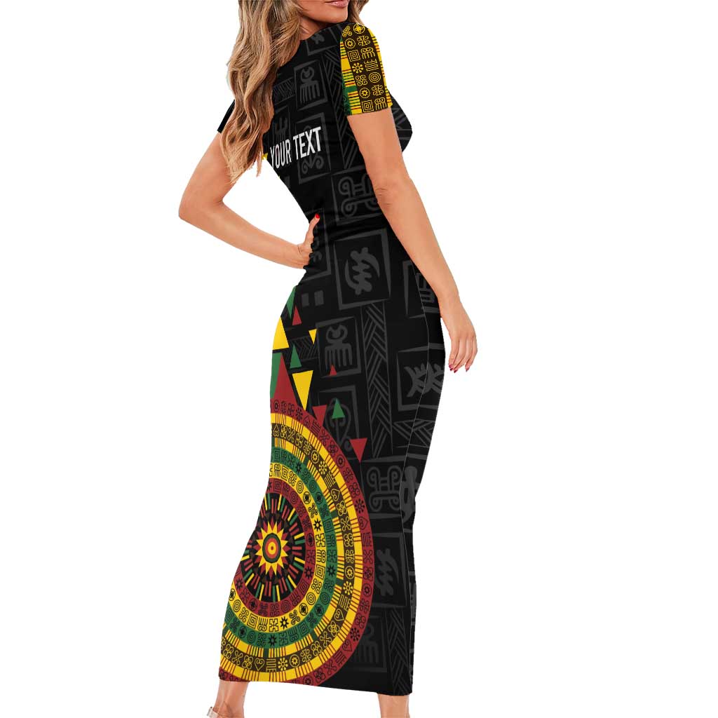 Personalized Adinkra Akan Culture Family Matching Short Sleeve Bodycon Dress and Hawaiian Shirt Afrikan Colors