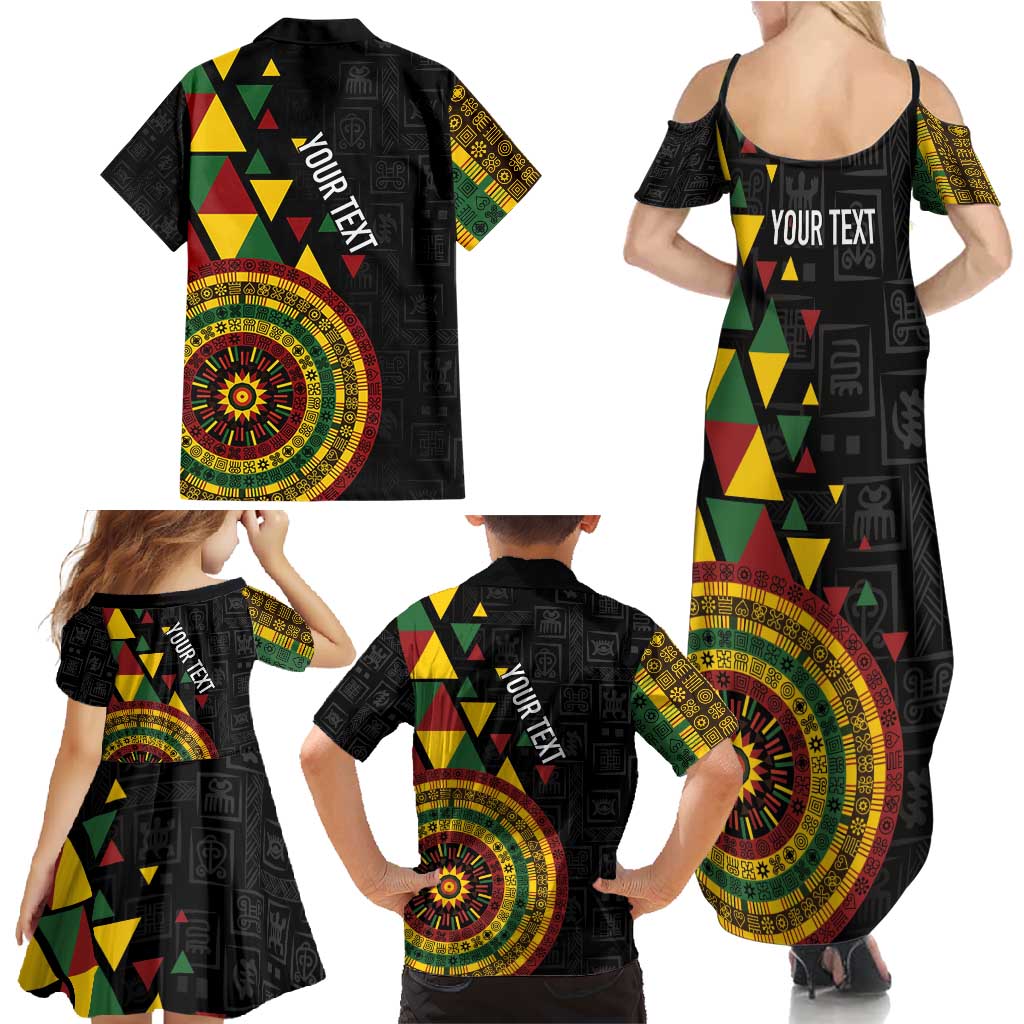 Personalized Adinkra Akan Culture Family Matching Summer Maxi Dress and Hawaiian Shirt Afrikan Colors