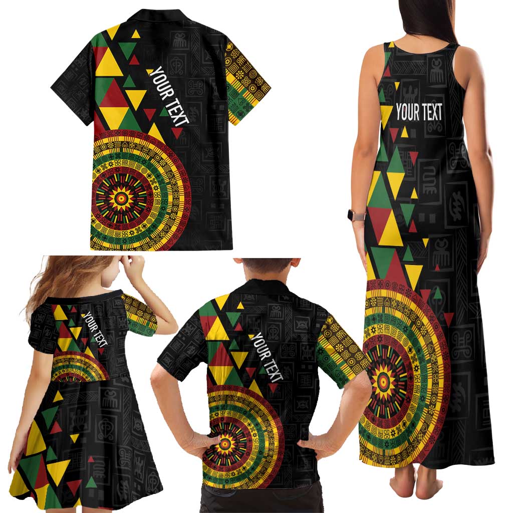 Personalized Adinkra Akan Culture Family Matching Tank Maxi Dress and Hawaiian Shirt Afrikan Colors