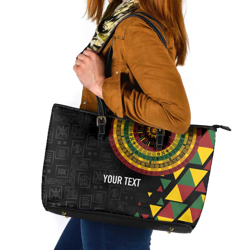 Personalized Adinkra Akan Culture Leather Tote Bag Afrikan Colors