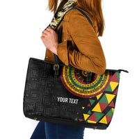 Personalized Adinkra Akan Culture Leather Tote Bag Afrikan Colors