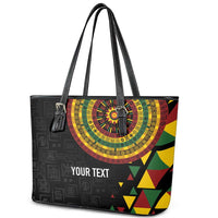 Personalized Adinkra Akan Culture Leather Tote Bag Afrikan Colors