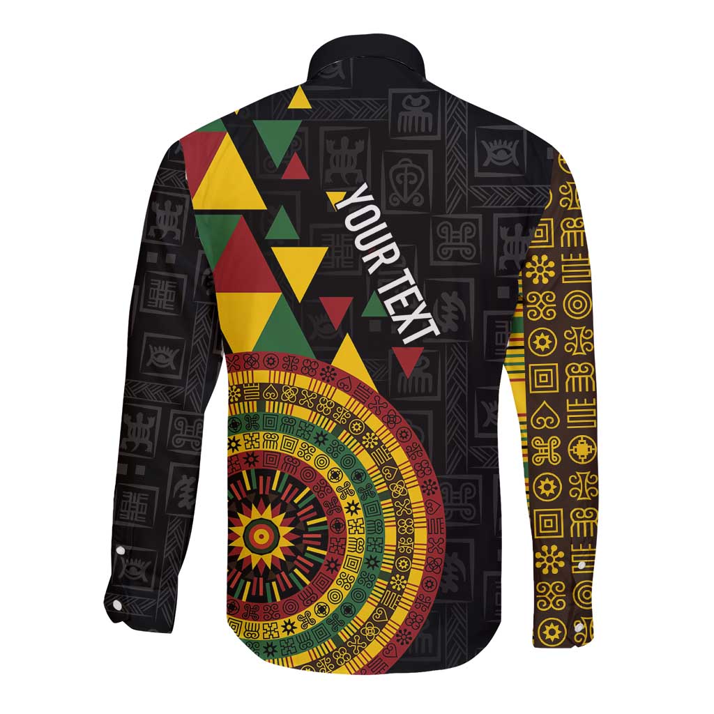 Personalized Adinkra Akan Culture Long Sleeve Button Shirt Afrikan Colors