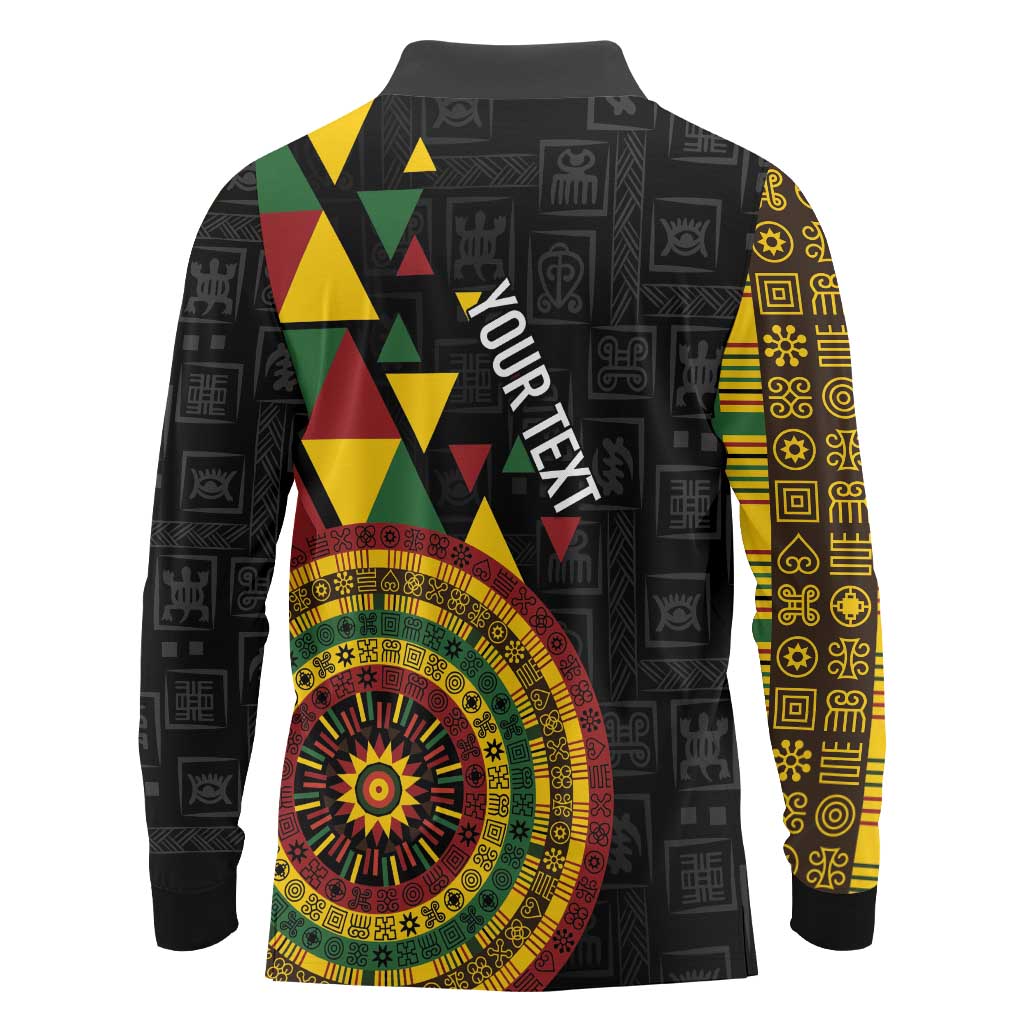 Personalized Adinkra Akan Culture Long Sleeve Polo Shirt Afrikan Colors