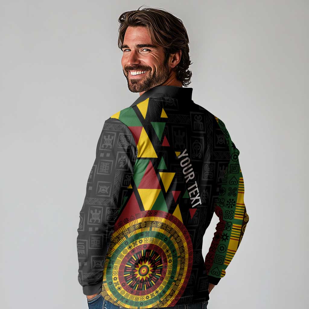 Personalized Adinkra Akan Culture Long Sleeve Polo Shirt Afrikan Colors