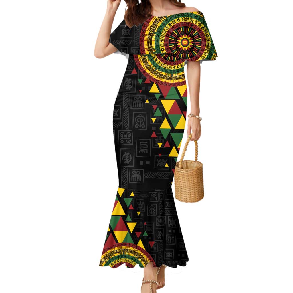 Personalized Adinkra Akan Culture Mermaid Dress Afrikan Colors