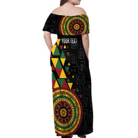Personalized Adinkra Akan Culture Off Shoulder Maxi Dress Afrikan Colors