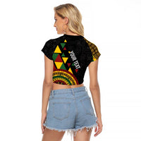 Personalized Adinkra Akan Culture Raglan Cropped T Shirt Afrikan Colors