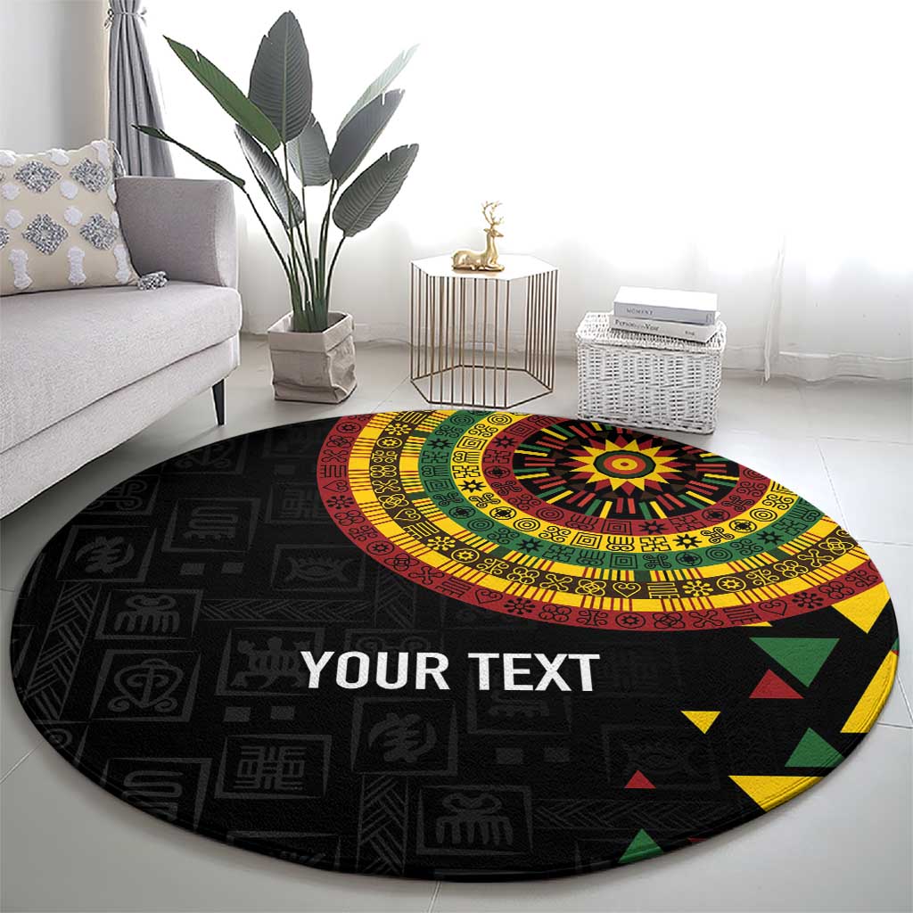 Personalized Adinkra Akan Culture Round Carpet Afrikan Colors