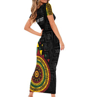 Personalized Adinkra Akan Culture Short Sleeve Bodycon Dress Afrikan Colors