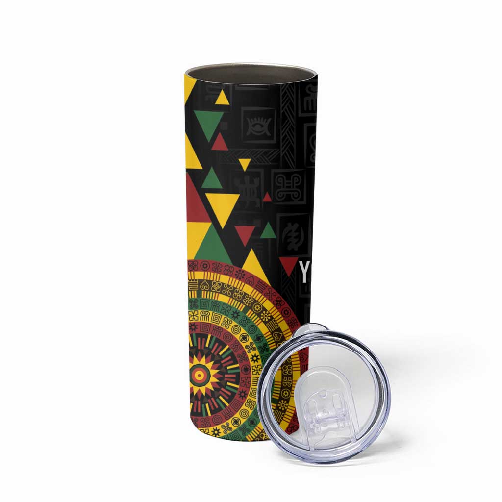 Personalized Adinkra Akan Culture Skinny Tumbler Afrikan Colors