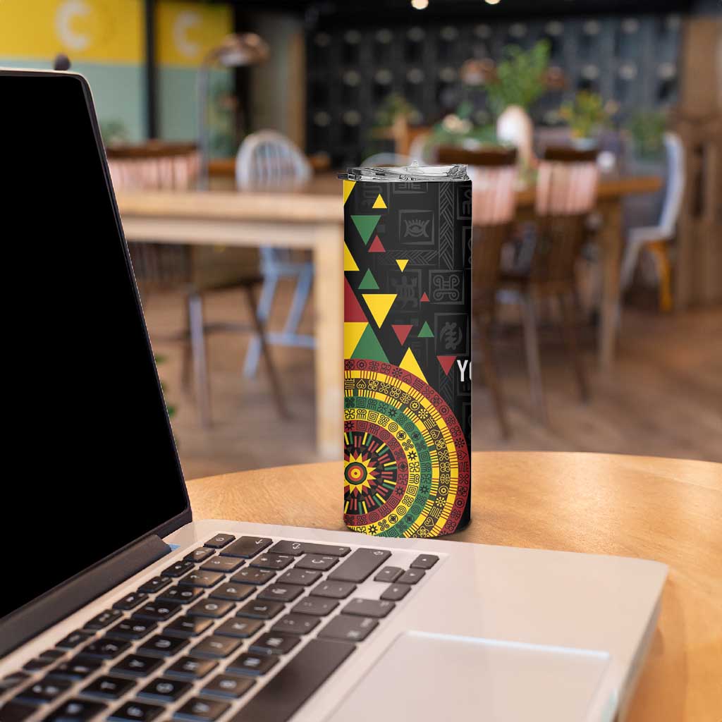 Personalized Adinkra Akan Culture Skinny Tumbler Afrikan Colors