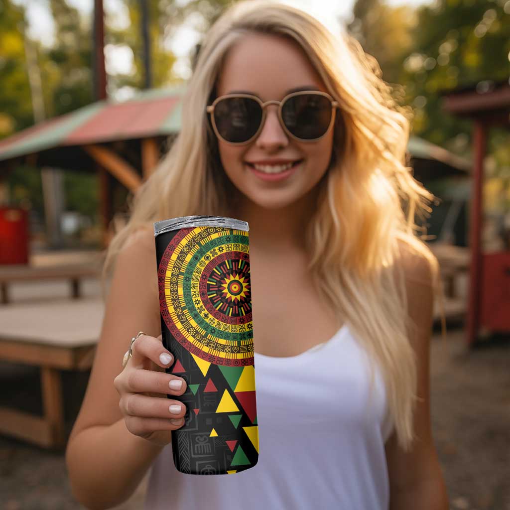Personalized Adinkra Akan Culture Skinny Tumbler Afrikan Colors