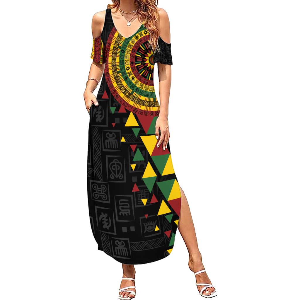 Personalized Adinkra Akan Culture Summer Maxi Dress Afrikan Colors