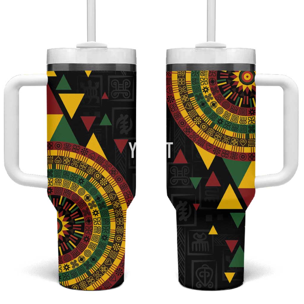 Personalized Adinkra Akan Culture Tumbler With Handle Afrikan Colors
