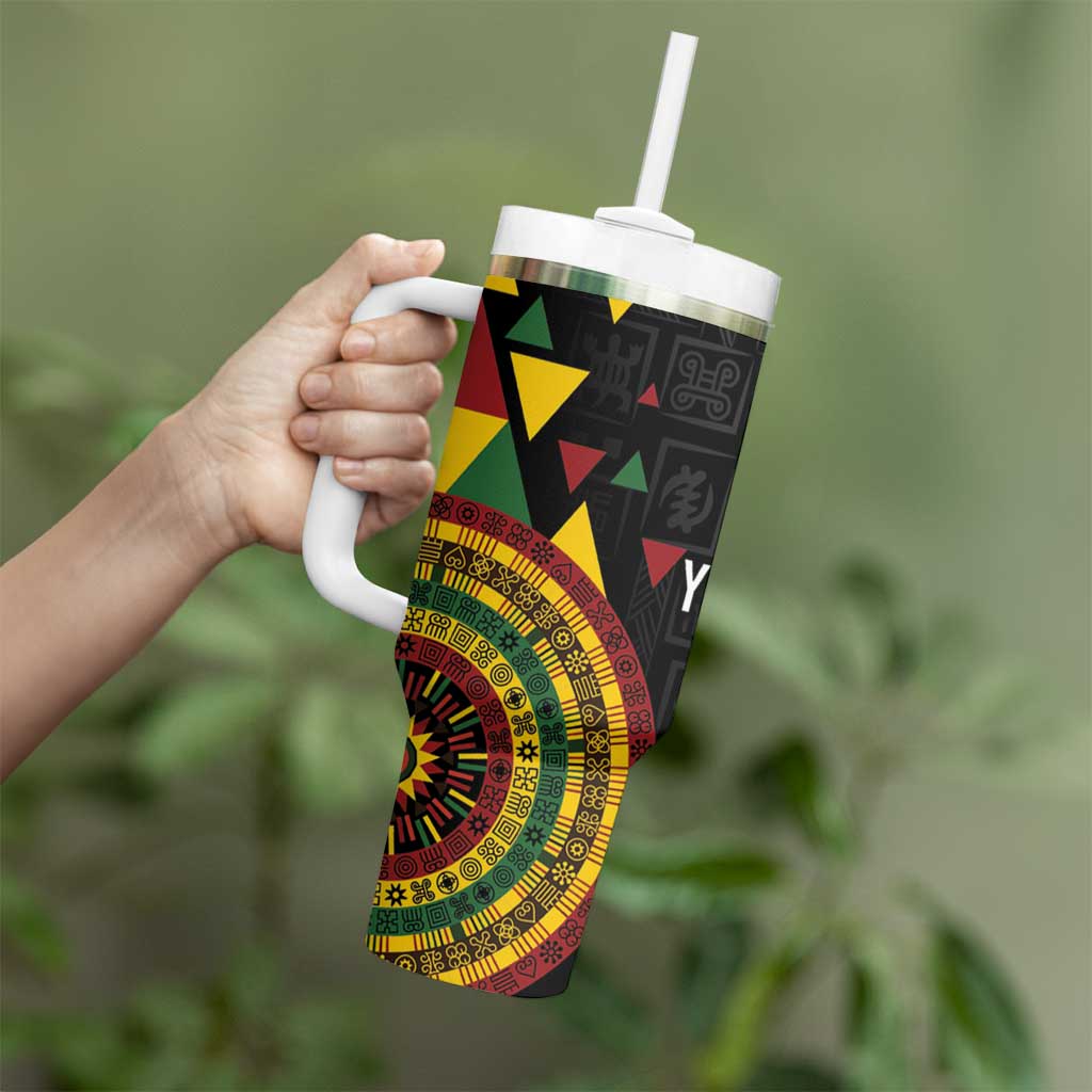 Personalized Adinkra Akan Culture Tumbler With Handle Afrikan Colors