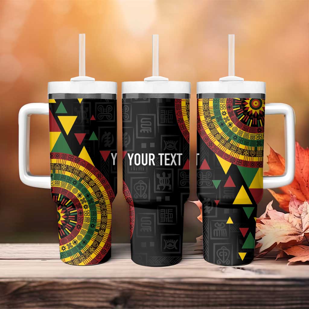 Personalized Adinkra Akan Culture Tumbler With Handle Afrikan Colors