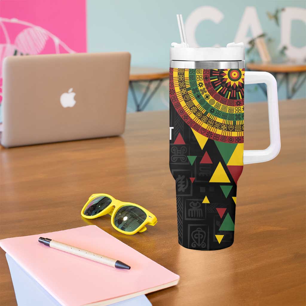 Personalized Adinkra Akan Culture Tumbler With Handle Afrikan Colors
