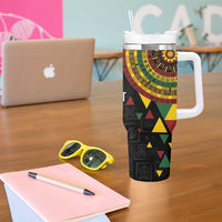 Personalized Adinkra Akan Culture Tumbler With Handle Afrikan Colors