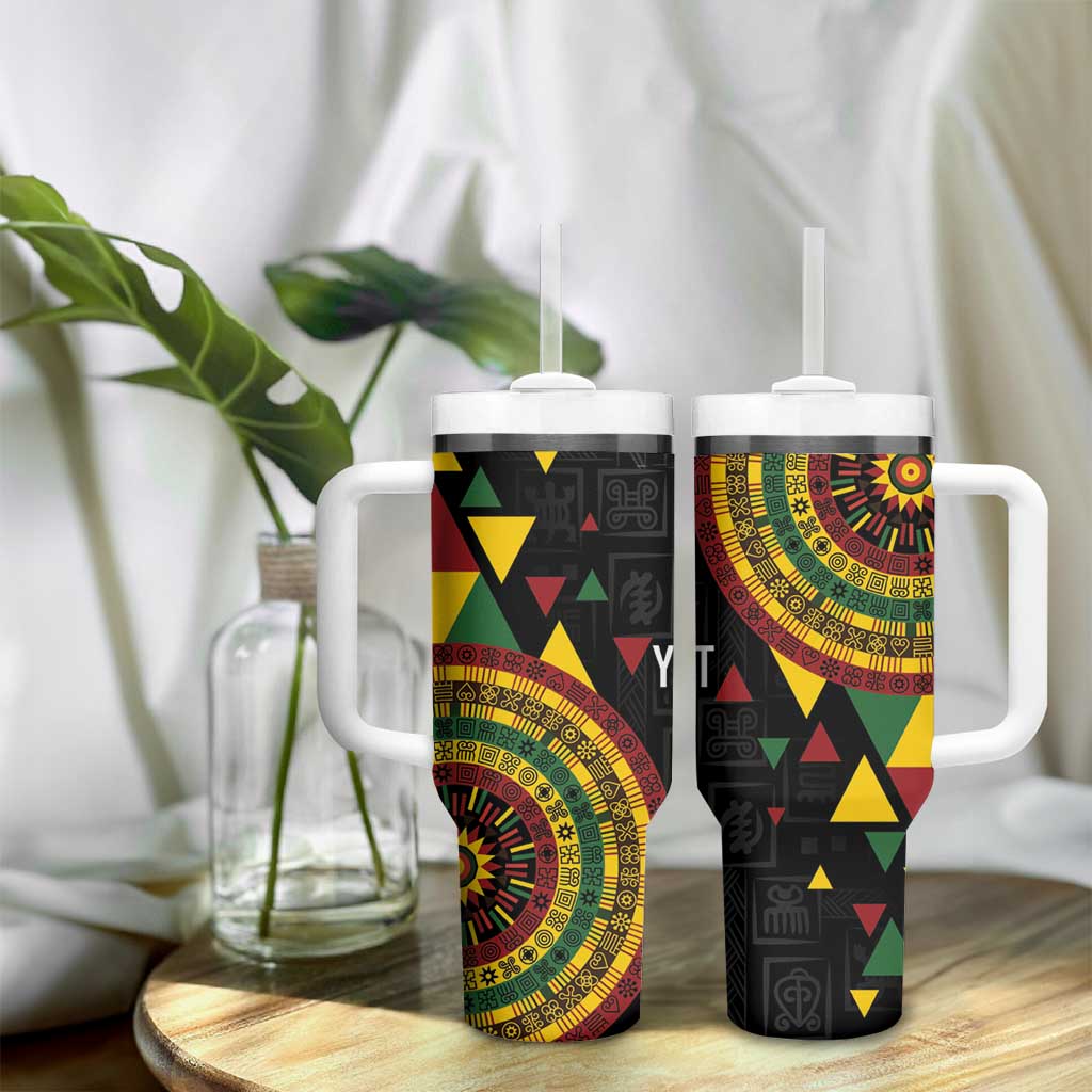 Personalized Adinkra Akan Culture Tumbler With Handle Afrikan Colors