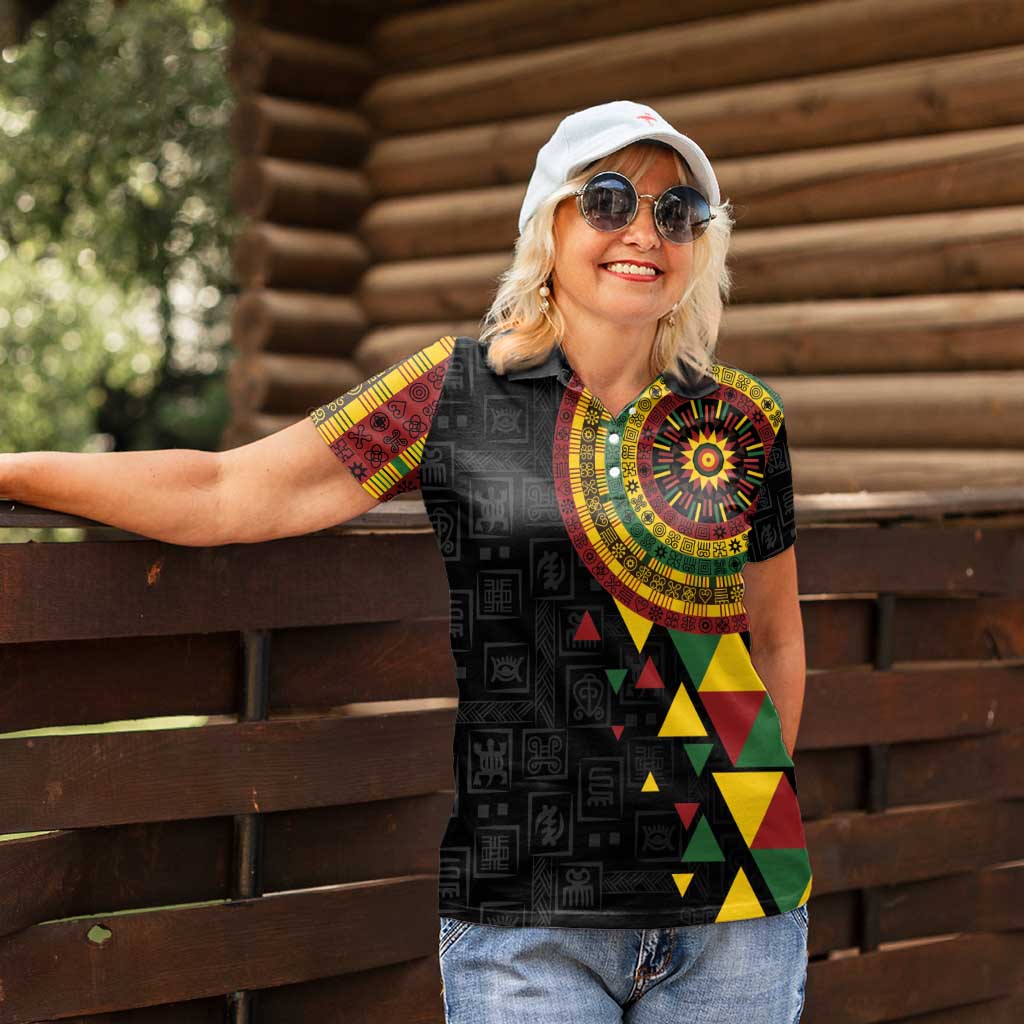 Personalized Adinkra Akan Culture Women Polo Shirt Afrikan Colors