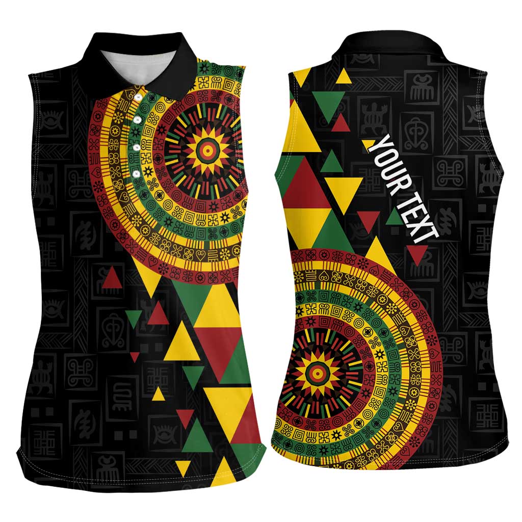 Personalized Adinkra Akan Culture Women Sleeveless Polo Shirt Afrikan Colors