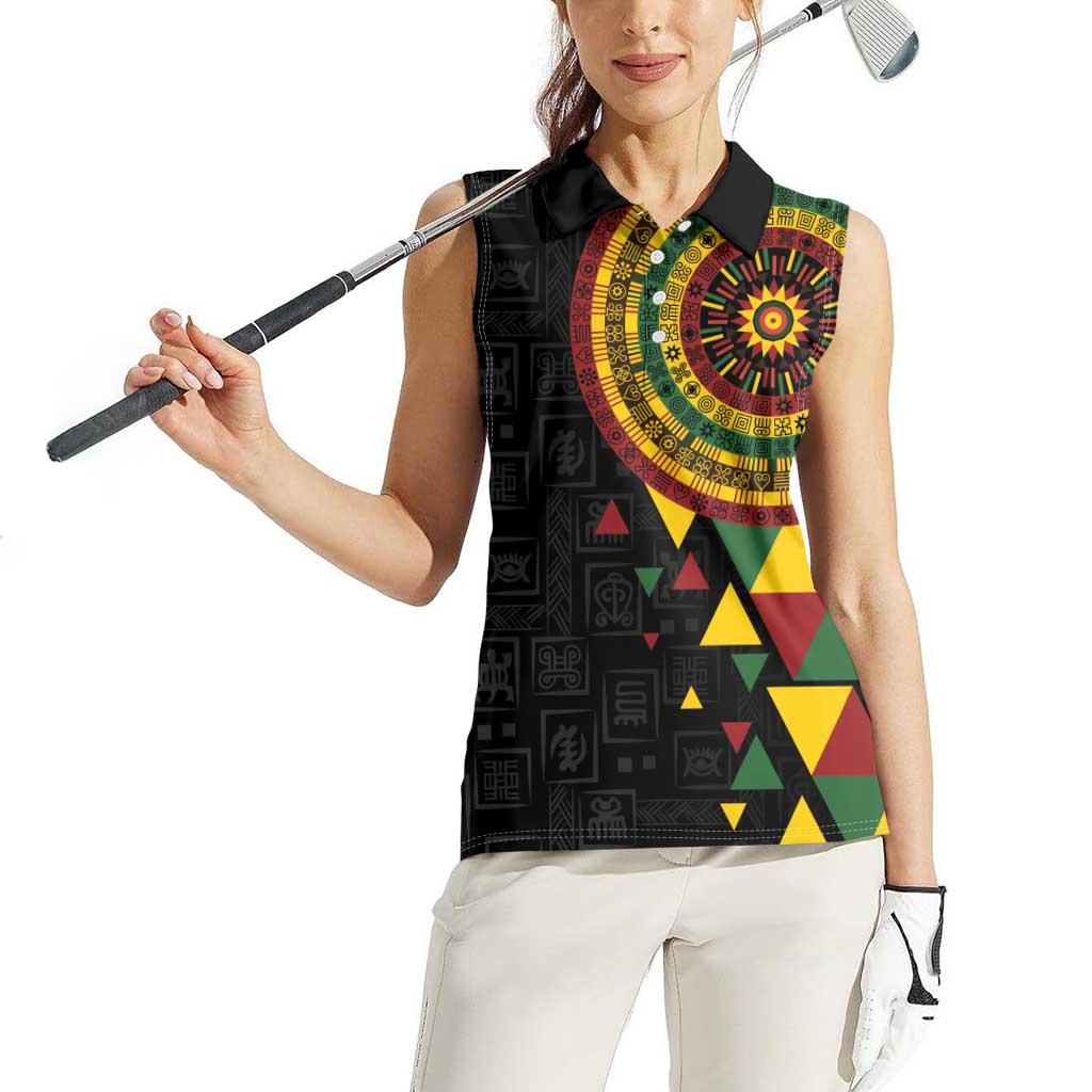 Personalized Adinkra Akan Culture Women Sleeveless Polo Shirt Afrikan Colors