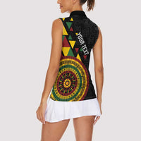 Personalized Adinkra Akan Culture Women Sleeveless Polo Shirt Afrikan Colors