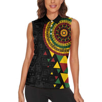 Personalized Adinkra Akan Culture Women Sleeveless Polo Shirt Afrikan Colors