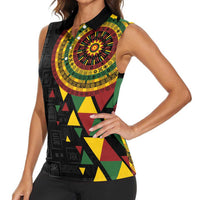 Personalized Adinkra Akan Culture Women Sleeveless Polo Shirt Afrikan Colors