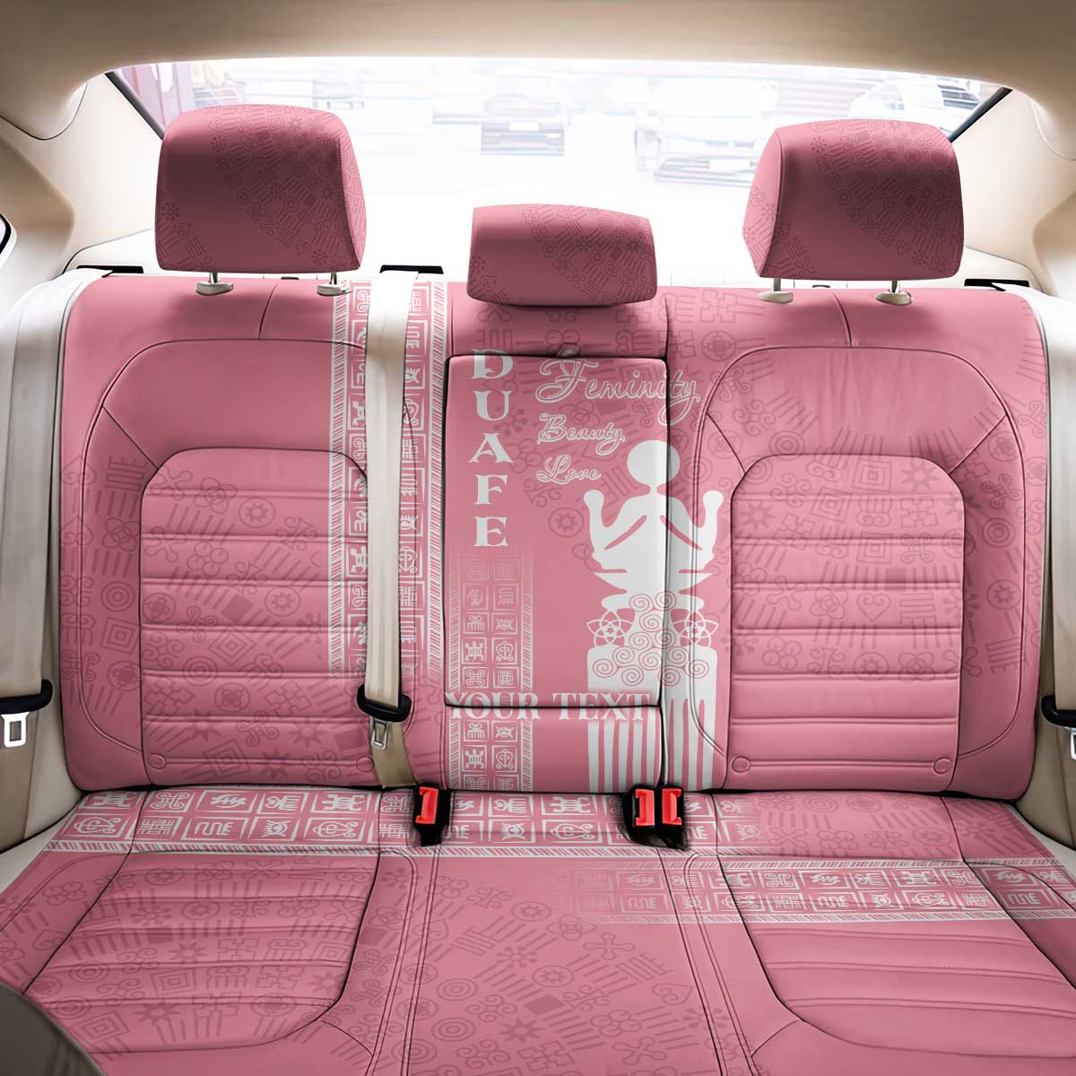 Personalized Adinkra Akan Culture Back Car Seat Cover Women's Day Duafe Symbol