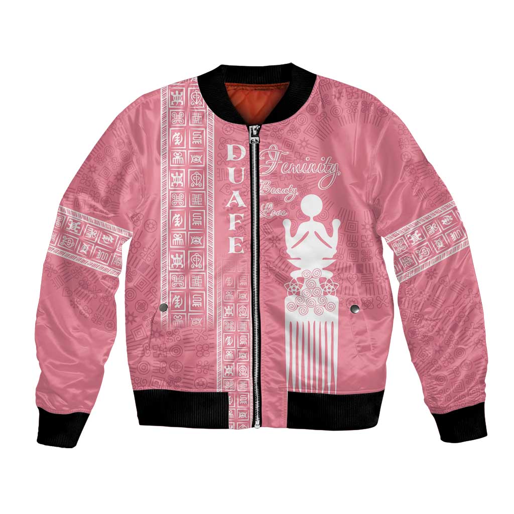 Personalized Adinkra Akan Culture Bomber Jacket Women's Day Duafe Symbol