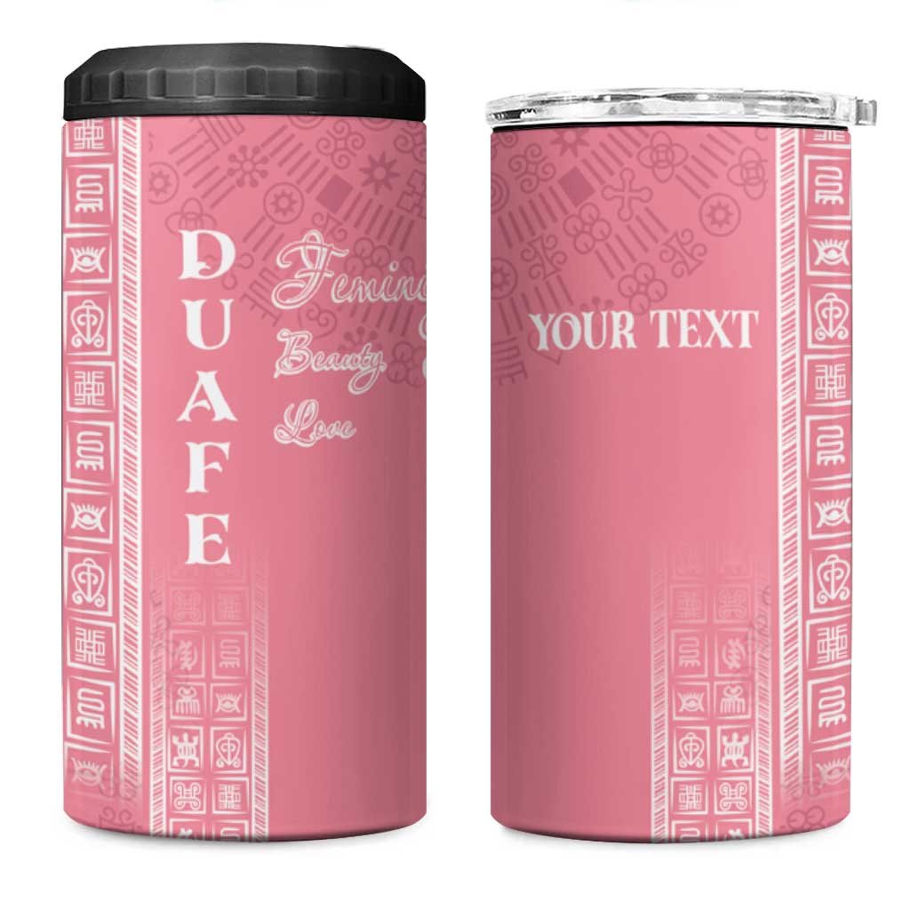 Personalized Adinkra Akan Culture 4 in 1 Can Cooler Tumbler Women's Day Duafe Symbol