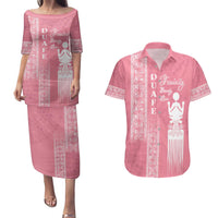 Personalized Adinkra Akan Culture Couples Matching Puletasi and Hawaiian Shirt Women's Day Duafe Symbol