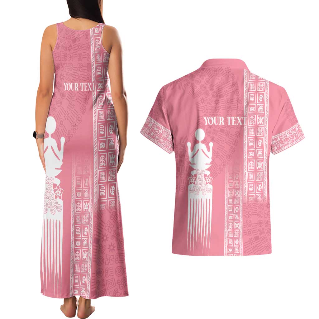 Personalized Adinkra Akan Culture Couples Matching Tank Maxi Dress and Hawaiian Shirt Women's Day Duafe Symbol
