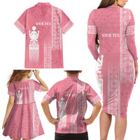 Personalized Adinkra Akan Culture Family Matching Long Sleeve Bodycon Dress and Hawaiian Shirt Women's Day Duafe Symbol