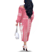 Personalized Adinkra Akan Culture Family Matching Off The Shoulder Long Sleeve Dress and Hawaiian Shirt Women's Day Duafe Symbol