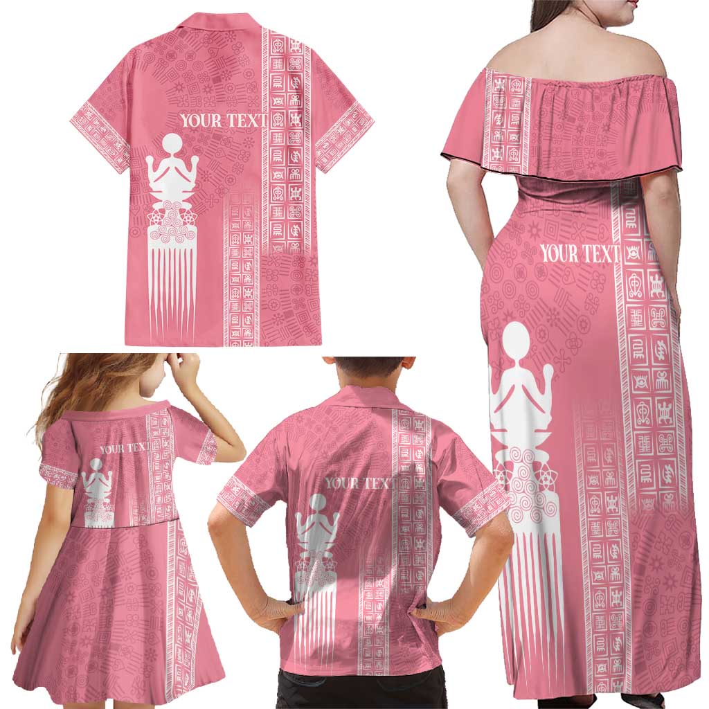 Personalized Adinkra Akan Culture Family Matching Off Shoulder Maxi Dress and Hawaiian Shirt Women's Day Duafe Symbol