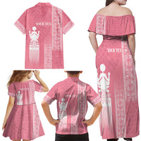 Personalized Adinkra Akan Culture Family Matching Off Shoulder Maxi Dress and Hawaiian Shirt Women's Day Duafe Symbol
