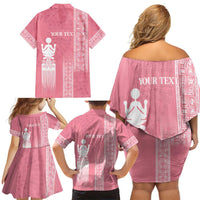 Personalized Adinkra Akan Culture Family Matching Off Shoulder Short Dress and Hawaiian Shirt Women's Day Duafe Symbol