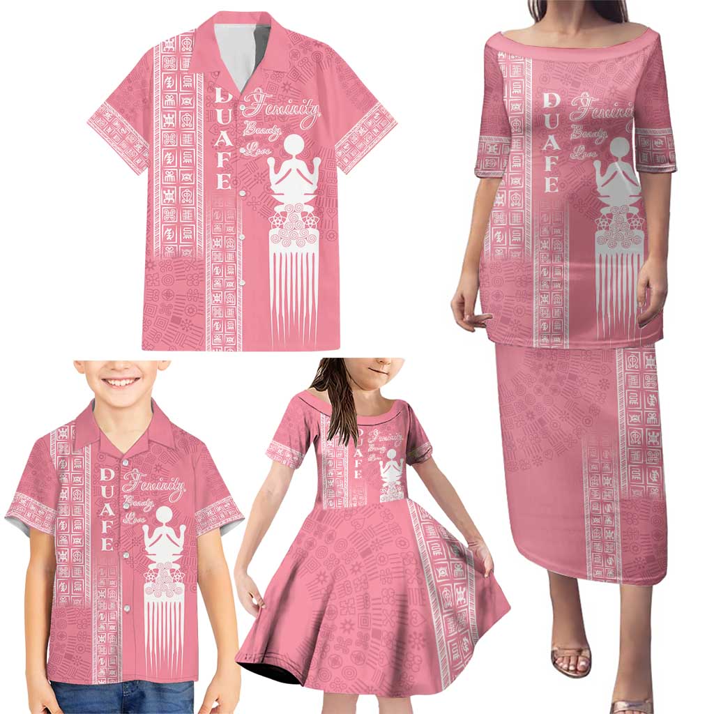 Personalized Adinkra Akan Culture Family Matching Puletasi and Hawaiian Shirt Women's Day Duafe Symbol