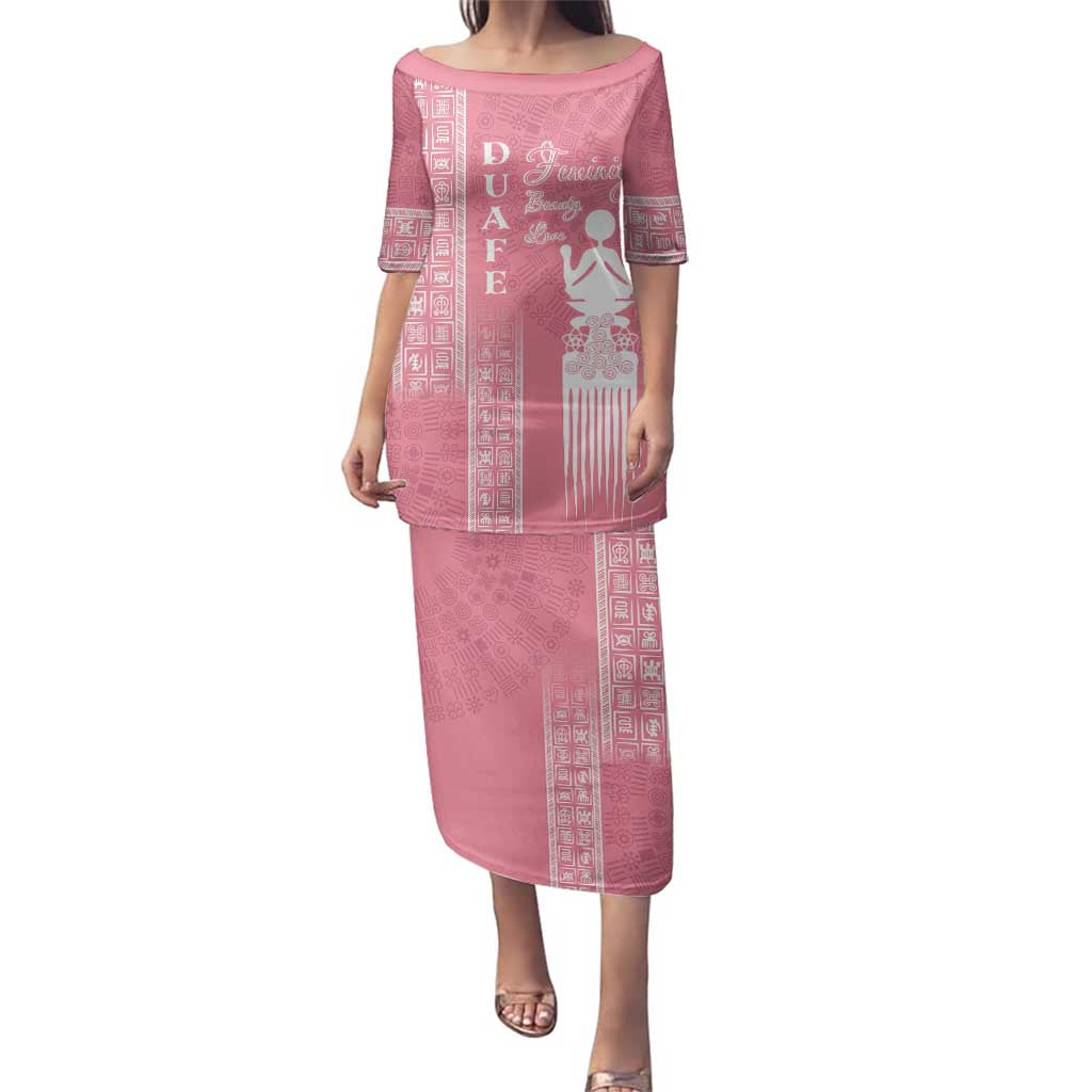 Personalized Adinkra Akan Culture Family Matching Puletasi and Hawaiian Shirt Women's Day Duafe Symbol