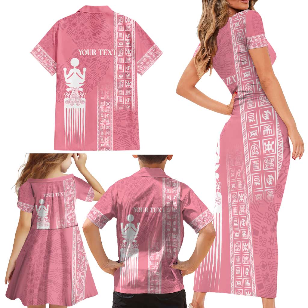 Personalized Adinkra Akan Culture Family Matching Short Sleeve Bodycon Dress and Hawaiian Shirt Women's Day Duafe Symbol