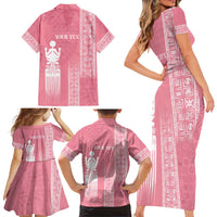 Personalized Adinkra Akan Culture Family Matching Short Sleeve Bodycon Dress and Hawaiian Shirt Women's Day Duafe Symbol
