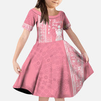 Personalized Adinkra Akan Culture Kid Short Sleeve Dress Women's Day Duafe Symbol